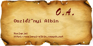 Oszlányi Albin névjegykártya